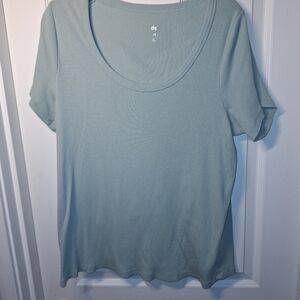 Sage Green Ribbed T-Shirt Women's Size 1X